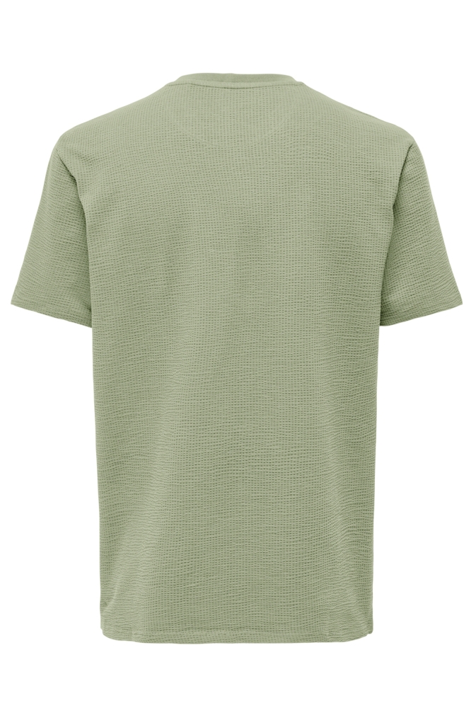 ONSKIAN LIFE REG SEERSUCKER SS TEE 22028692 SEAGRASS
